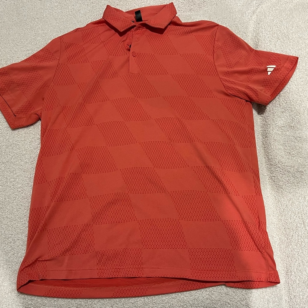 adidas Red Checkered Polo Shirt